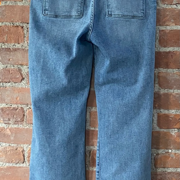 RISEN High Waisted Wide Legs Stylish Blue Denim Jeans w/ Front Pockets, Zipper - Picture 11 of 11
